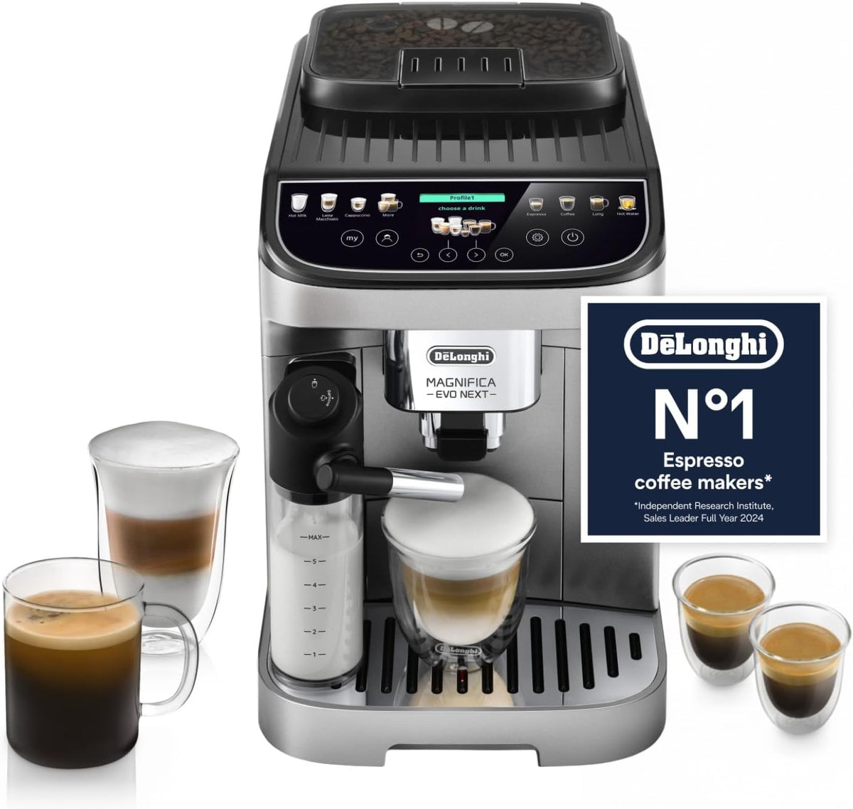De'Longhi Magnifica Evo Next - Automatic Coffee Machine 13 Drinks Titanium